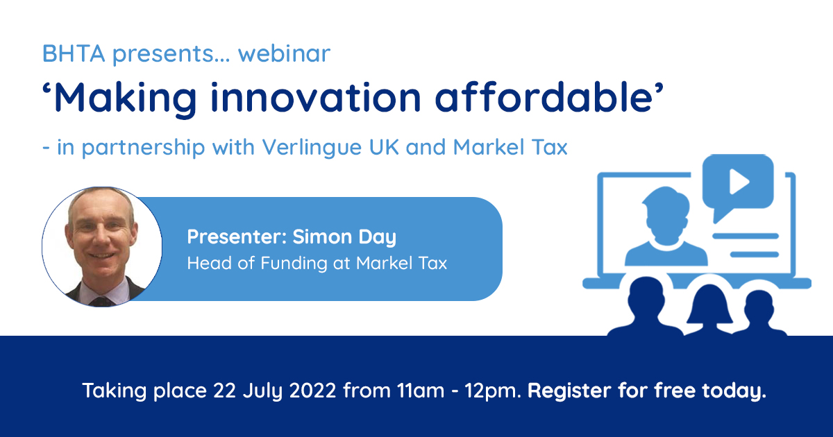 Grants and funding webinar to help make innovation affordable for BHTA members this June